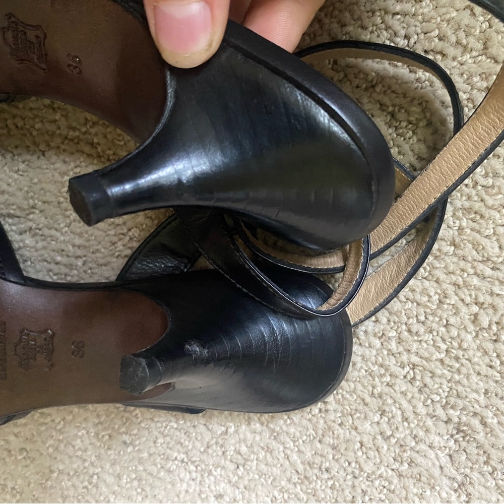 Loewe wrap ankle woven kitten heels black leather - Picture 5 of 7